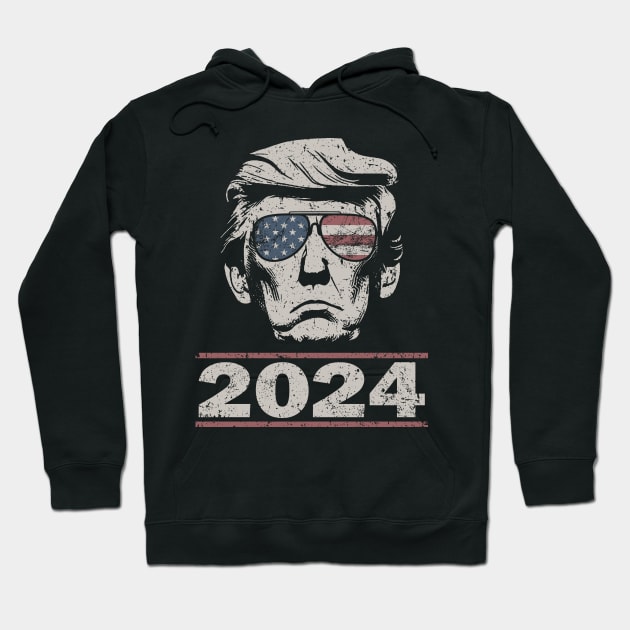 Donald Trump 2024 Vintage American Flag Sunglasses Mugshot Hoodie by Etopix